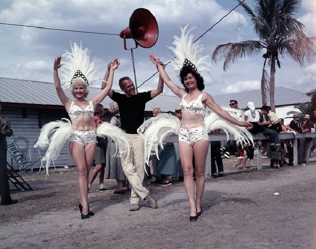 Ringling Circus performers at winter quarters in Sarasota, Florida, circa 1950