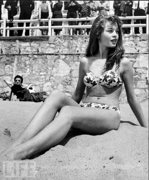 French actress Brigitte Bardot sits on the beach during the Cannes Film Festival in 1953. The festival was started in 1939 as a response to the way the fascist governments of Italy and Germany interfered with a film festival in Venice.