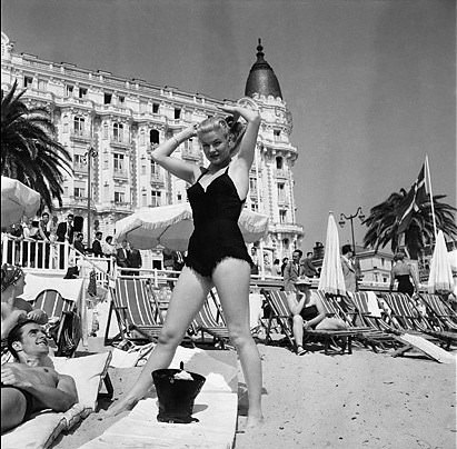 1956, Cannes, France --- American actress and dancer, Ginger Rogers, at the 1956 Cannes Film Festival.