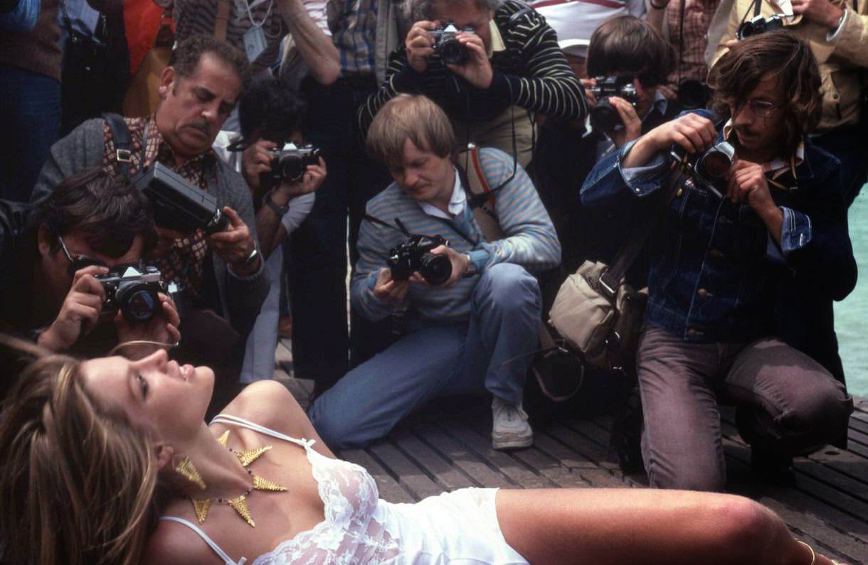 Starlet posing for photographers at the 1979 Cannes Film Festival