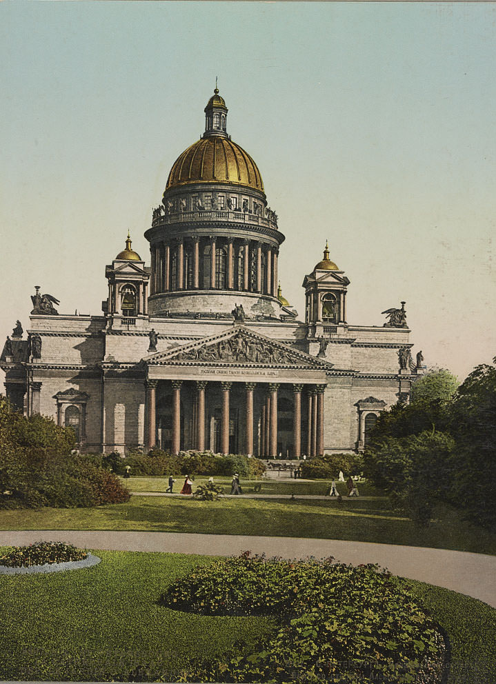 The Isaac Cathedral from Alexander's Garden, St. Petersburg, 1890s