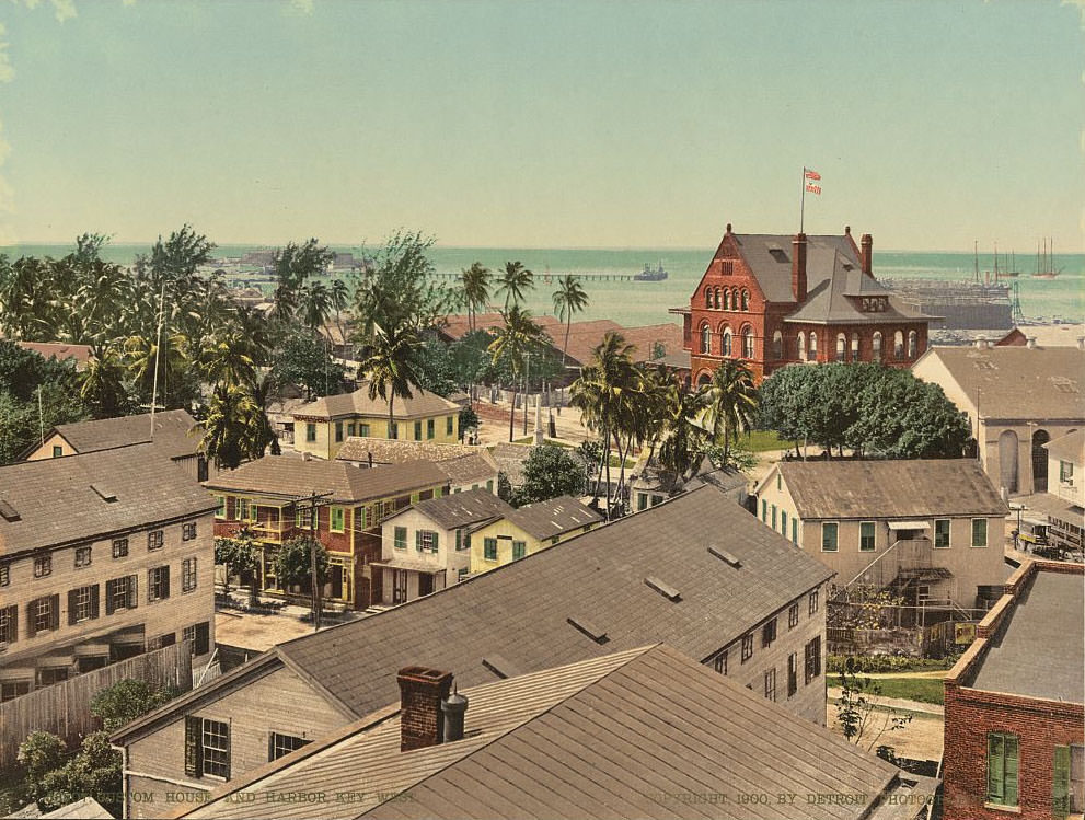 Custom House and harbor, Key West,1900
