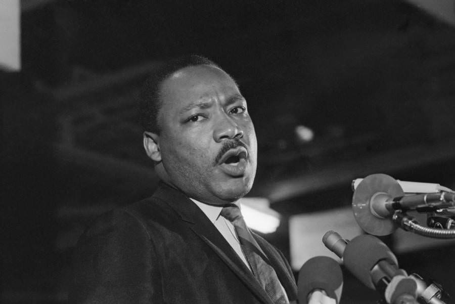 King delivering his now famous "I've Been to the Mountaintop" speech at the Mason Temple in Memphis to 2,000 people the night before he was killed. April 3, 1968