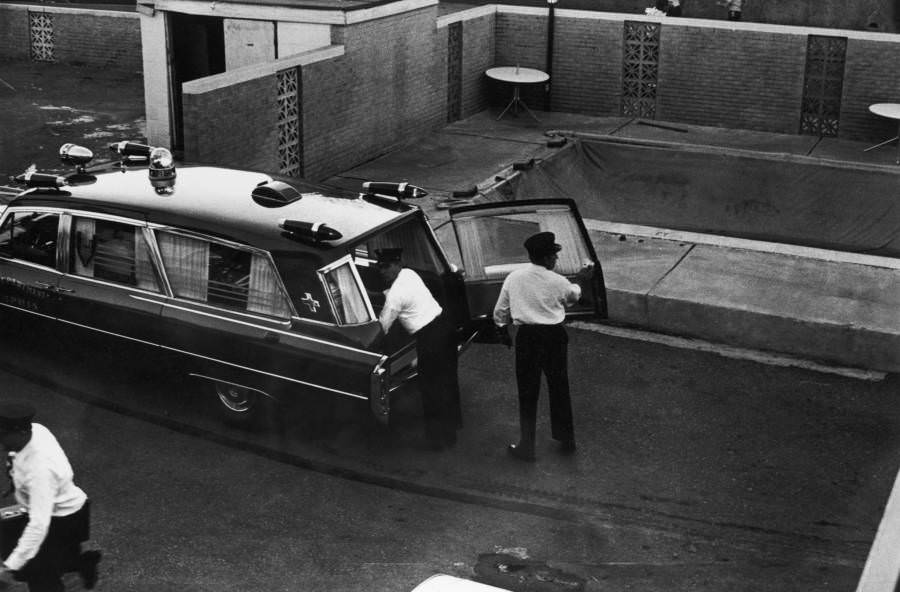 An ambulance arrives at site of Martin Luther King's assassination.