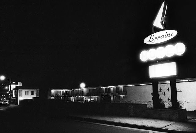 The Lorraine Motel photographed in the hours after Dr. King's assassination, April 4, 1968.