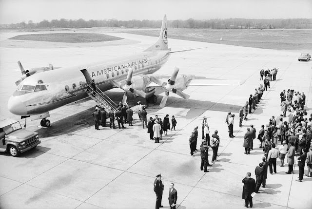 An airplane dispatched by the U.S. government to retrieve Dr. King's body and return it to Atlanta, Ga., waits on the tarmac in Memphis, Tenn., the day after MLK's assassination.