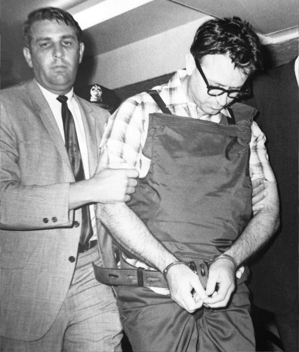 James Earl Ray, Martin Luther King’s assassin, being led to his cell in Memphis after his arrest in London, June 8, 1968.