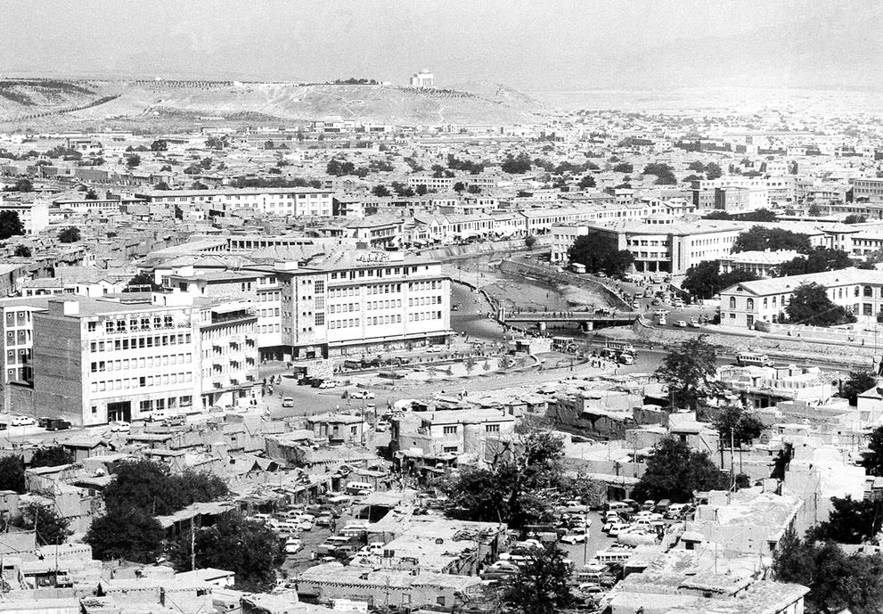 A panoramic view showing the old and new buildings in Kabul, in August of 1969. The Kabul River flows through the city, center right. In the background on the hilltop is the mausoleum of late King Mohammad Nadir Shah. (AP Photo)