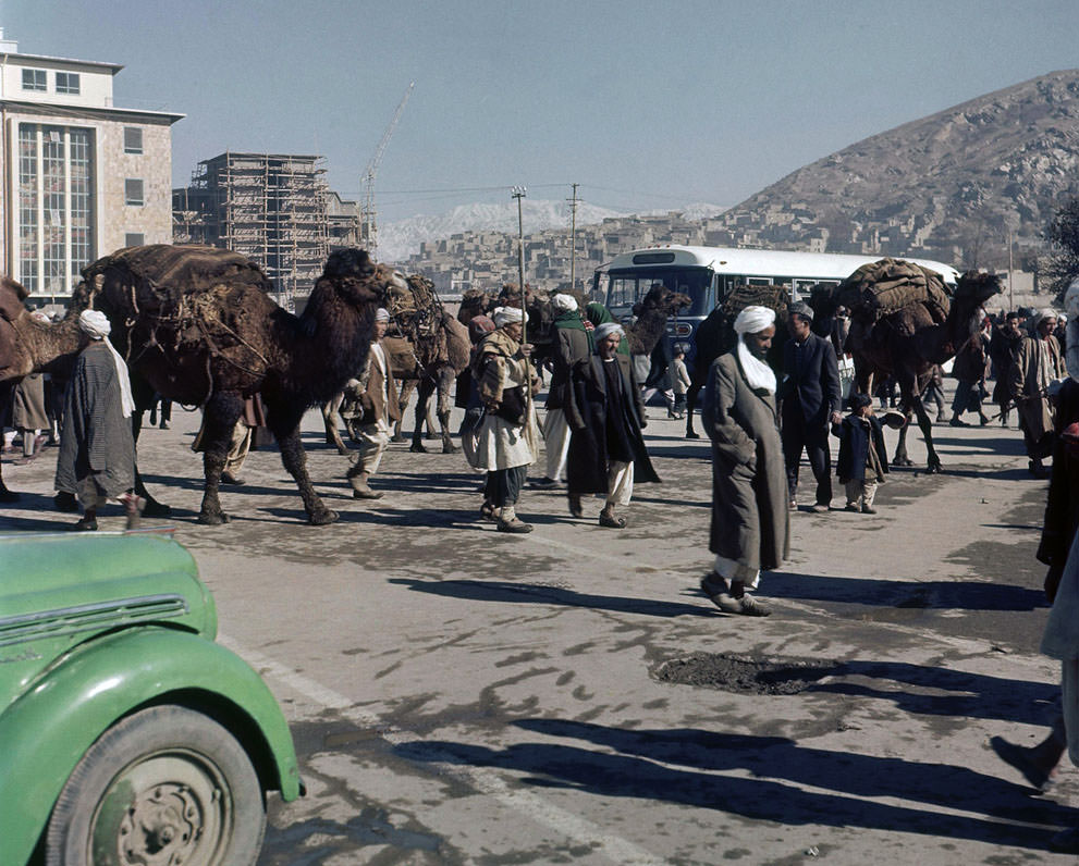 Street scene in Kabul, Afghanistan in November, 1961.