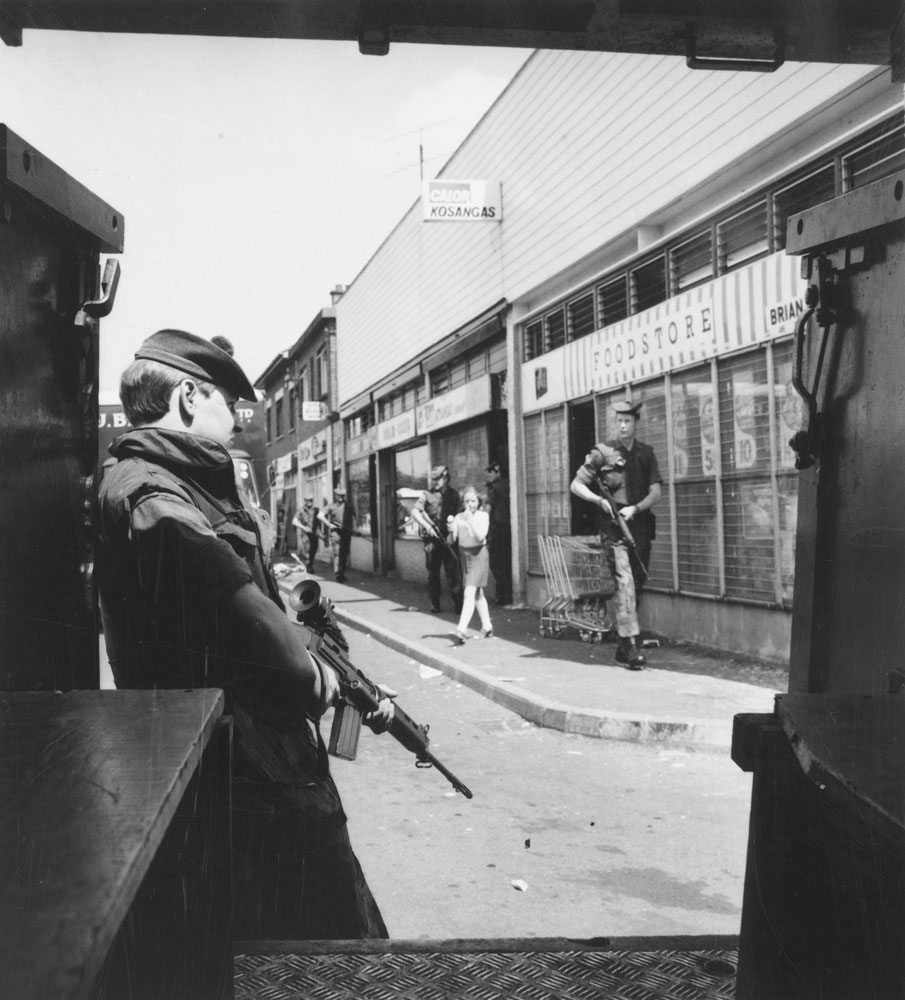 Members of the Gordon Highlanders on patrol, 1973.