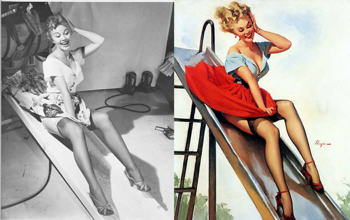 Pin-Up Models Before And After Editing: The Real Women Behind Incredibly Beautiful Paintings