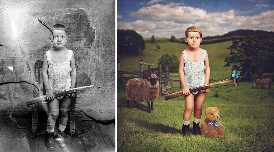 Photographer Recolor Historic Glass-Plate Photos With His Conceptual And Artistic Imagination