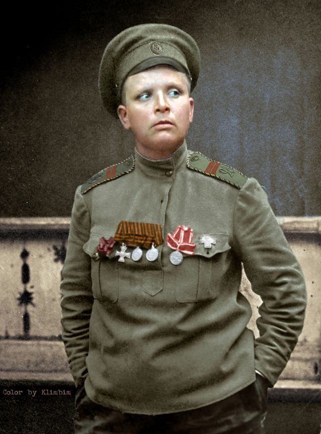 The commander of the female 'Battalion of Death' Maria Bochkareva, November 22, 1917