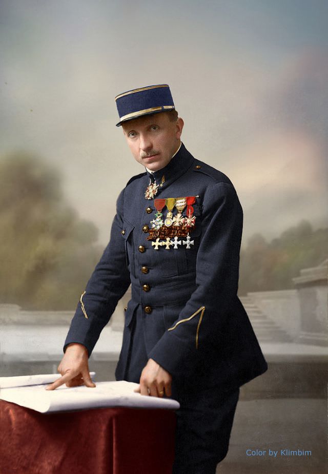 Alphonse Flavien Poiré, Russian and French military pilot, one of the two (except the Czech Karel Vashatko) foreigners, awarded four degrees of St. George's Cross