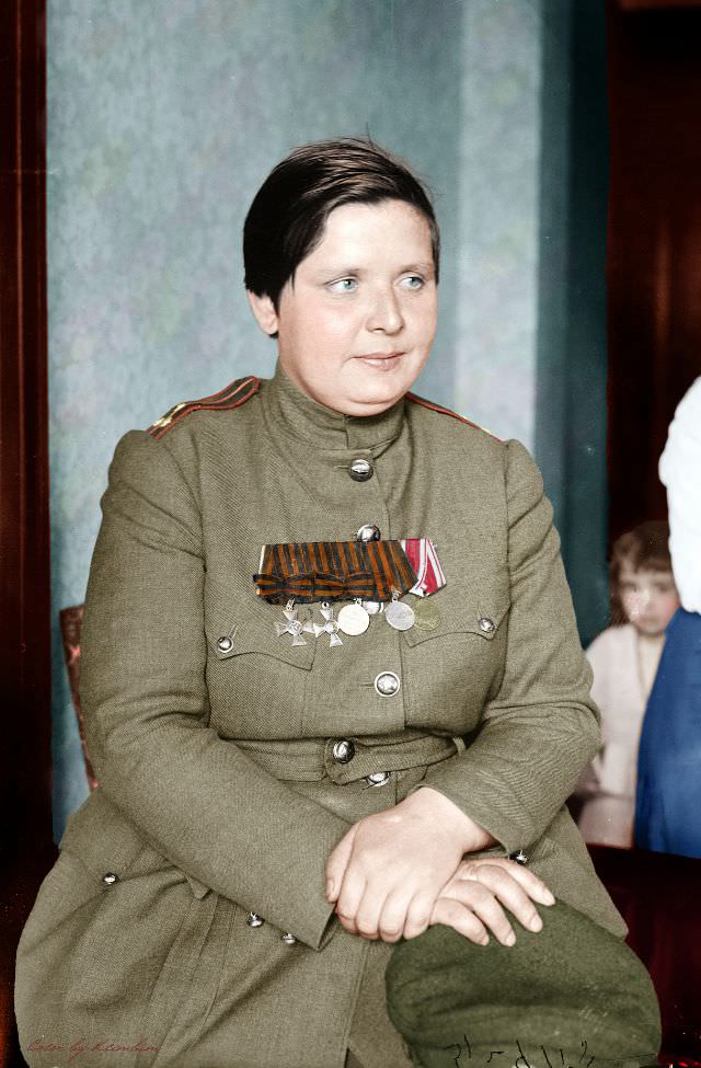 Maria Bochkareva, a Russian woman who fought in World War I and formed the Women's Battalion of Death