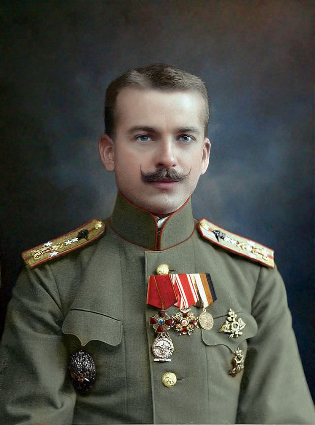 Portrait of Russian pilot, aircraft designer, and aerobatics pioneer Pyotr Nesterov