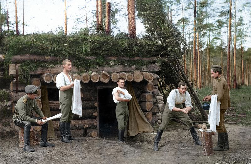 Russian soldiers relax