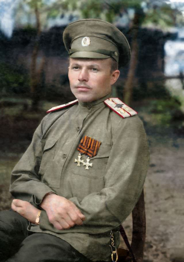 Military pilot Ensign Vasily Vishnyakov, 1915