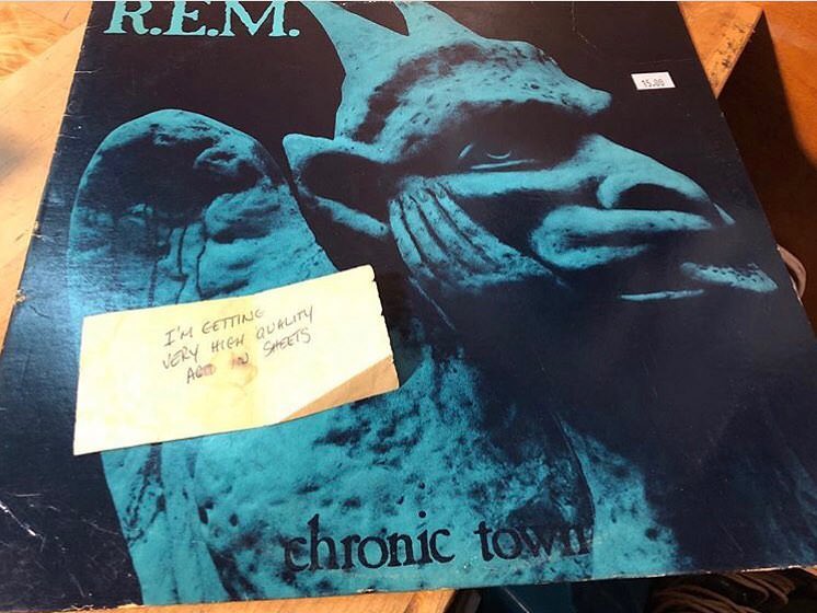 A message on the back of a receipt found inside REM’s ‘Chronic Town’ that reads: “I’m getting very high quality acid in sheets.”
