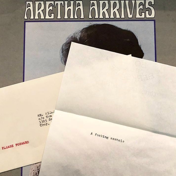 A short but sweet letter found inside this Aretha Franklin LP