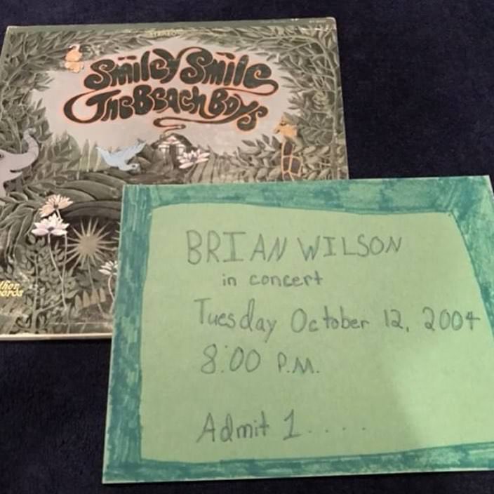 Found this very legit concert ticket to see Brian Wilson inside this Beach Boys LP.