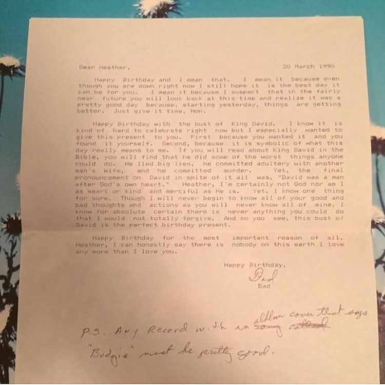 A very heartfelt letter to “Heather” from her dad in 1990. Sounds like she was going through some tough times and Dad came to the rescue with a a very sweet message and a copy of ‘Boomerang’ by The Creatures.