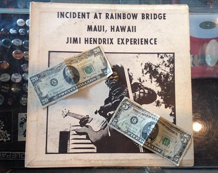 A customer found $25 in currency from the 1960's in this Hendrix live bootleg.