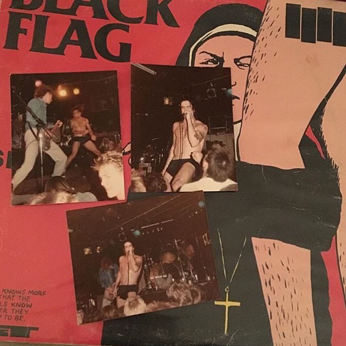 Stash of genuine photos of a Black Flag performance inside this original copy of 'Slip it in'.