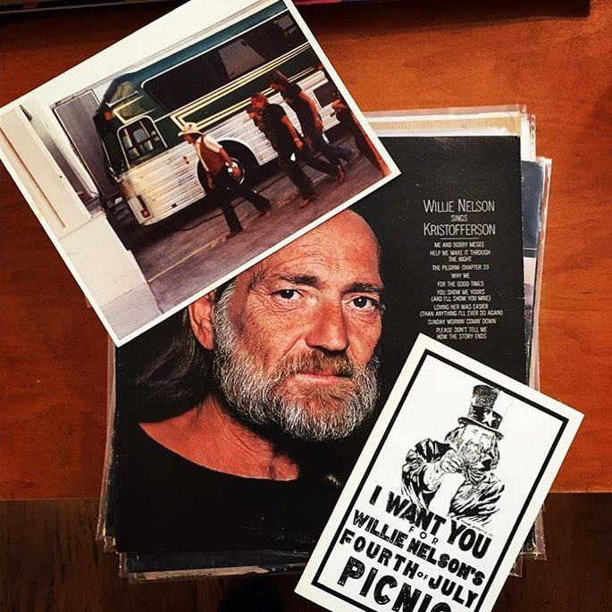 Found this fan shot 8x10 photo of Willie and his crew in front of the tour bus along with an program for his 1983 4th of July Picnic.