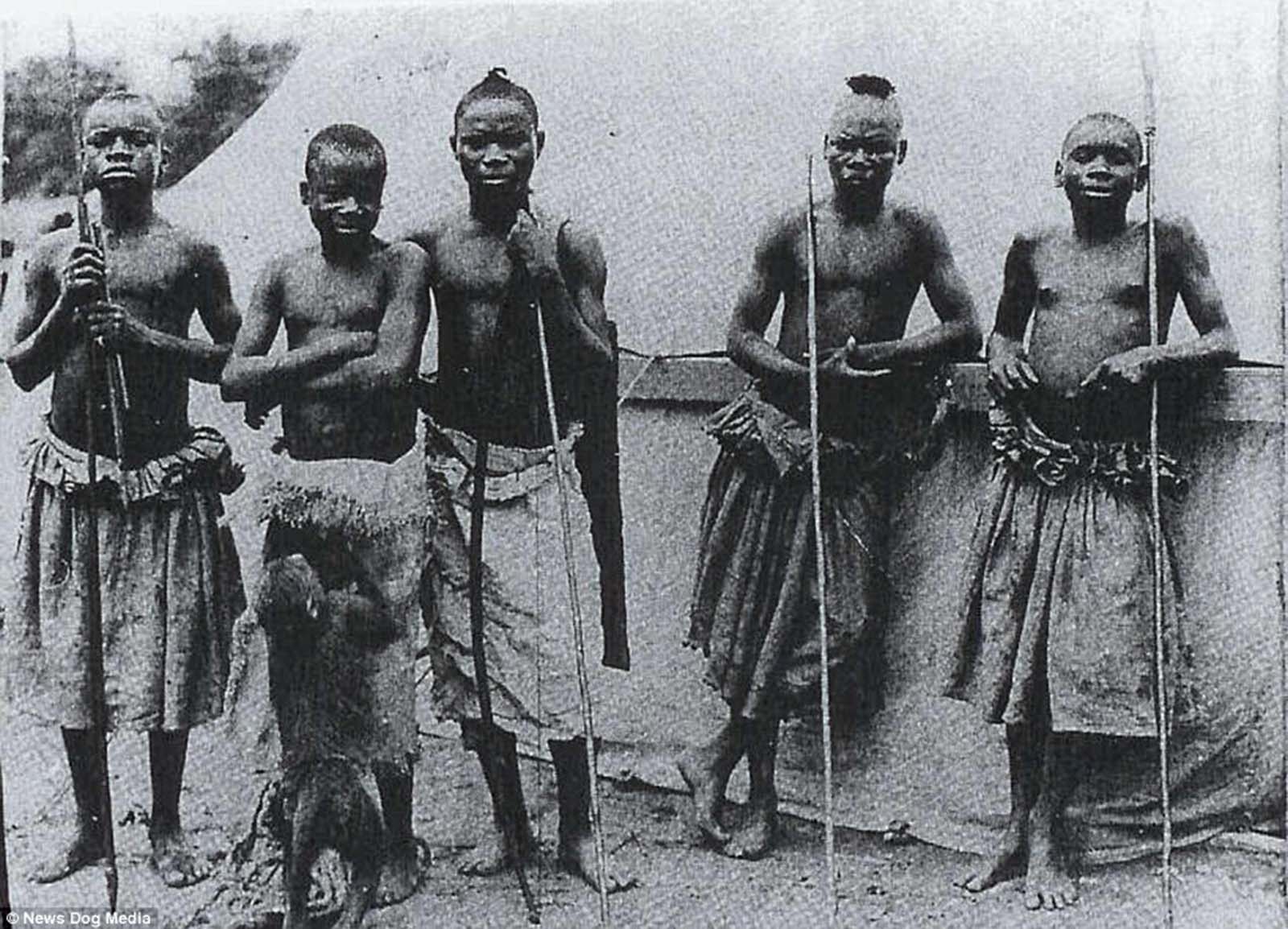 The dreadful treatment of Ota Benga (second from left), a Congolese man ‘exhibited’ in New York’s Bronx Zoo in 1906, sparked outrage and he was eventually released. But six years later he tragically took his own life after being unable to assimilate into