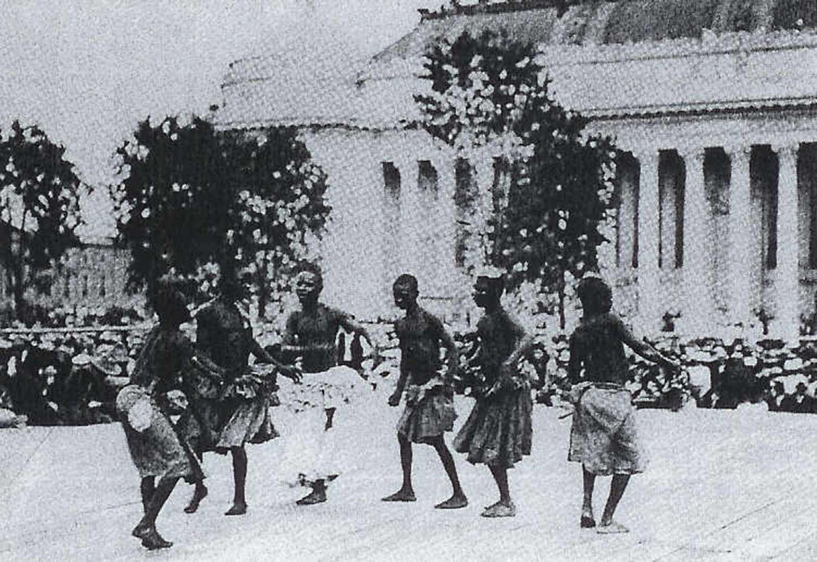 A Congolese Pygmy tribe dances at the St. Louis World Fair in 1904.