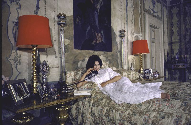 Sophia Loren in her bedroom at the villa.