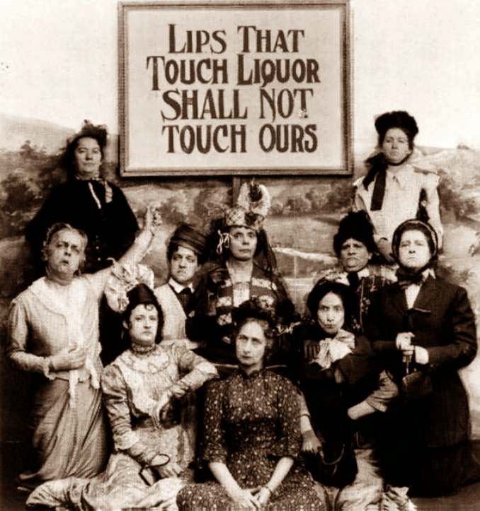 Mother Stewart Protesting against the liquor.The picture shows a group of women committing to rather extreme measures in support of the temperance movement.