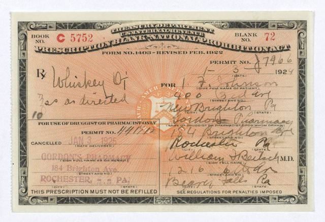 Prohibition-era prescription for whiskey