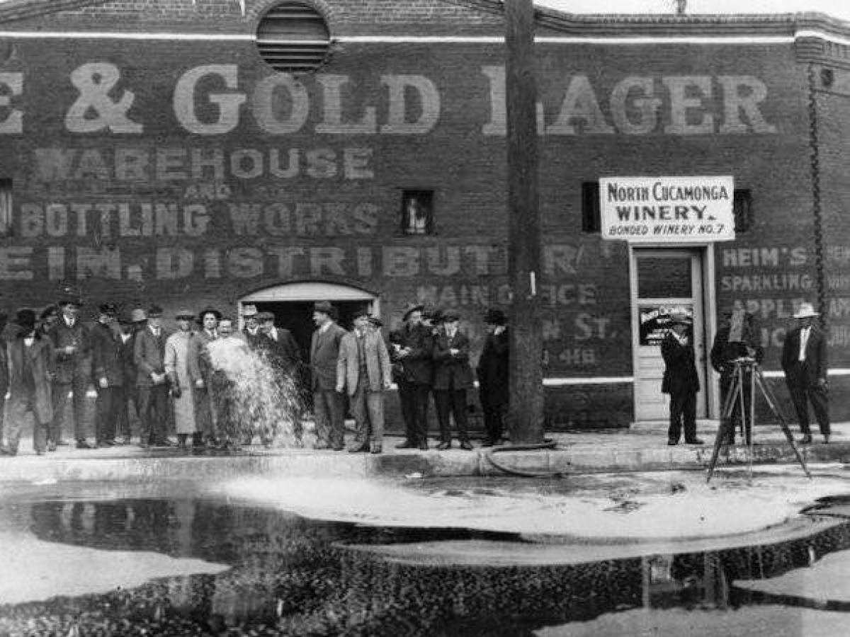 Gallons and gallons of wine pour into the street at this winery near Los Angeles.