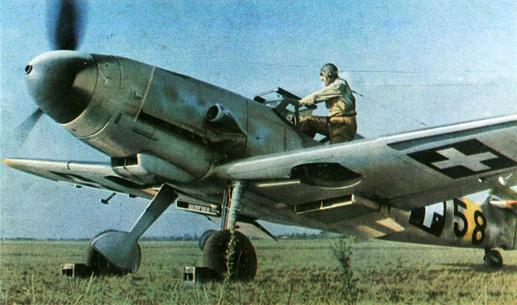 Hungarian Pilot climbs into cockpit of a Messerschmitt Bf 109F-4, 1943