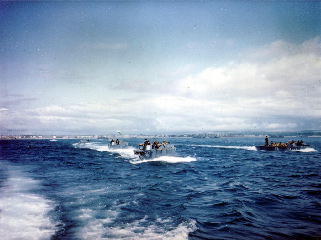 Landing craft preparing for the landings in Normandy, Weymouth, June 1944