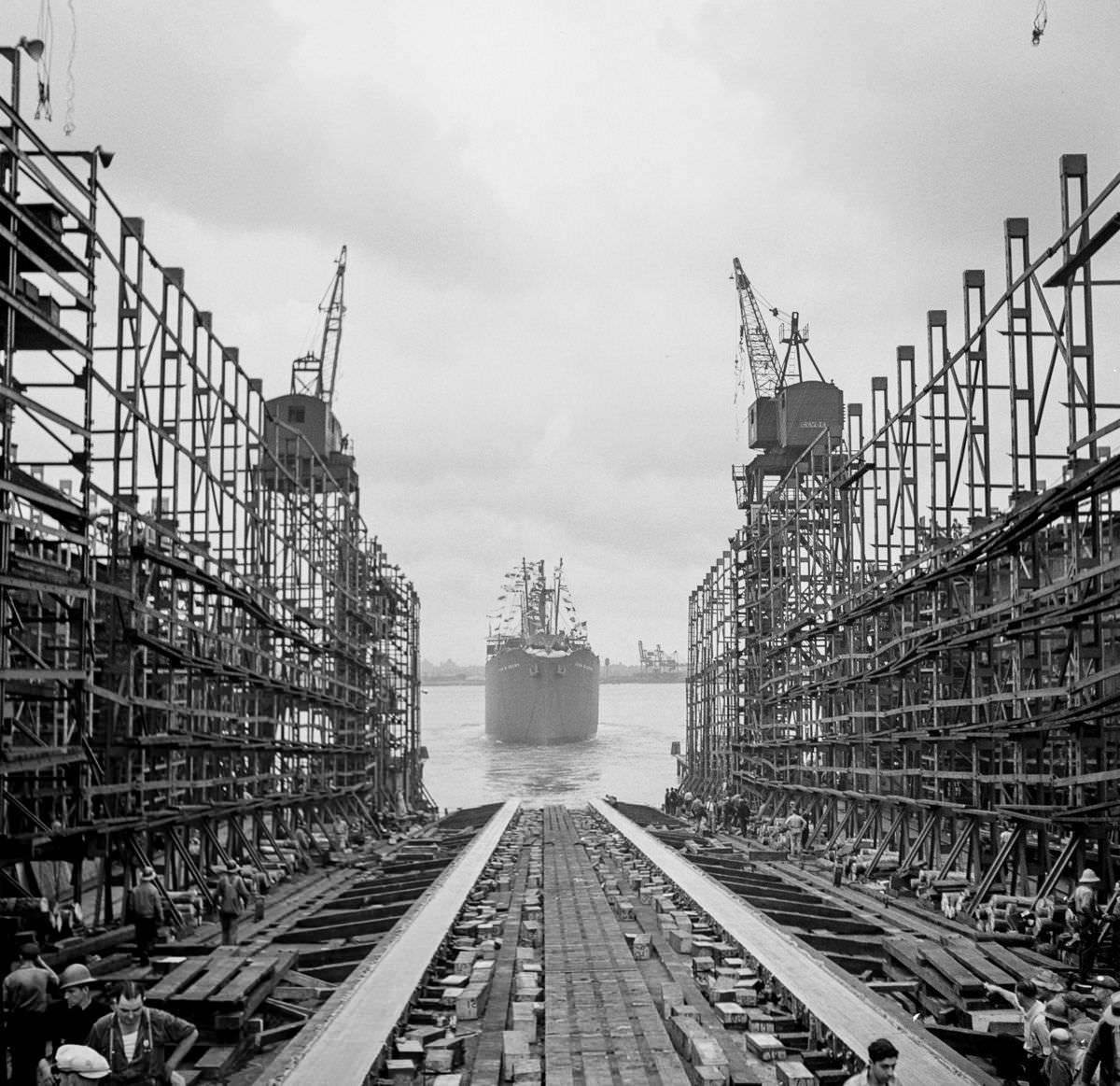 The SS John W. Brown is launched. This ship is one of only two Liberty ships remaining in operation today