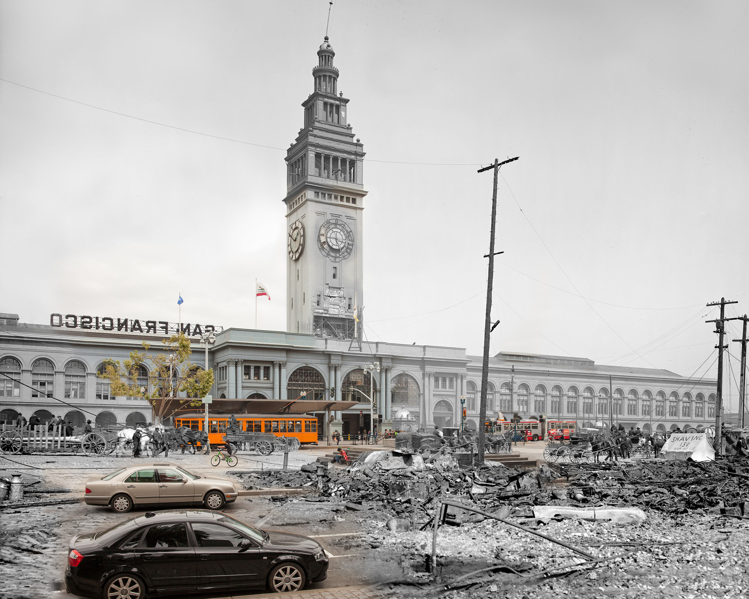 The Ferry Building withstood its test surprisingly well, considering the treacherous land it sits on.