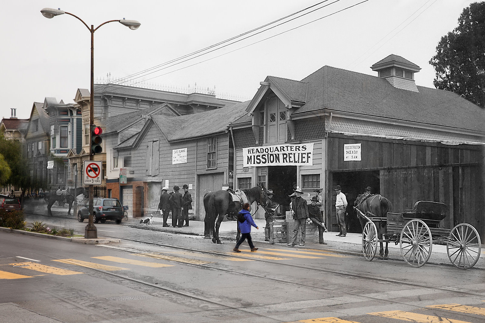 The Mission Relief Headquarters at 25th and Guerrero after its daily food distribution.