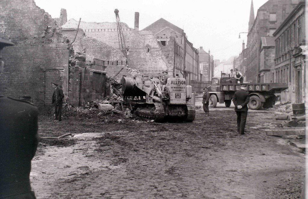 The Cheapside fire. Brownie Bear: Yhe fire broke out on 28th March 1960 and continued to smoulder for the best part of a week. 14 members of Glasgow Fire Service died and 5 members of the Glasgow Salvage Corps also died.