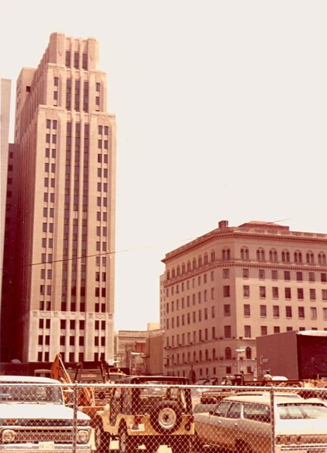 Tower Petroleum building and Joske's, 1981
