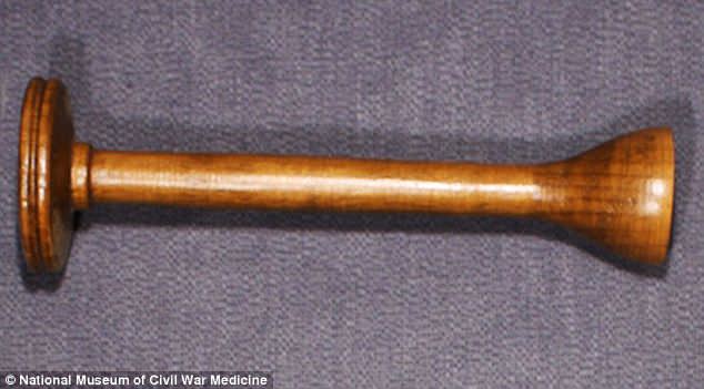 This is a wooden stethoscope - the flat end was placed on the patient's back or chest and the cupped end is the ear-piece.