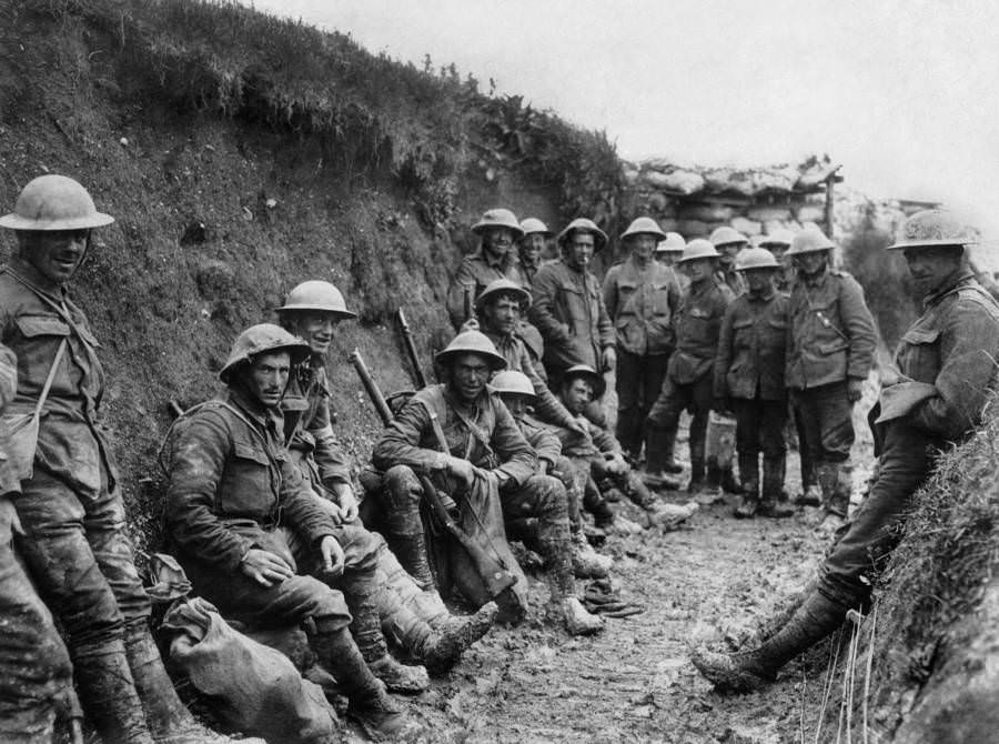 Soldiers rest during the opening hours of the battle.