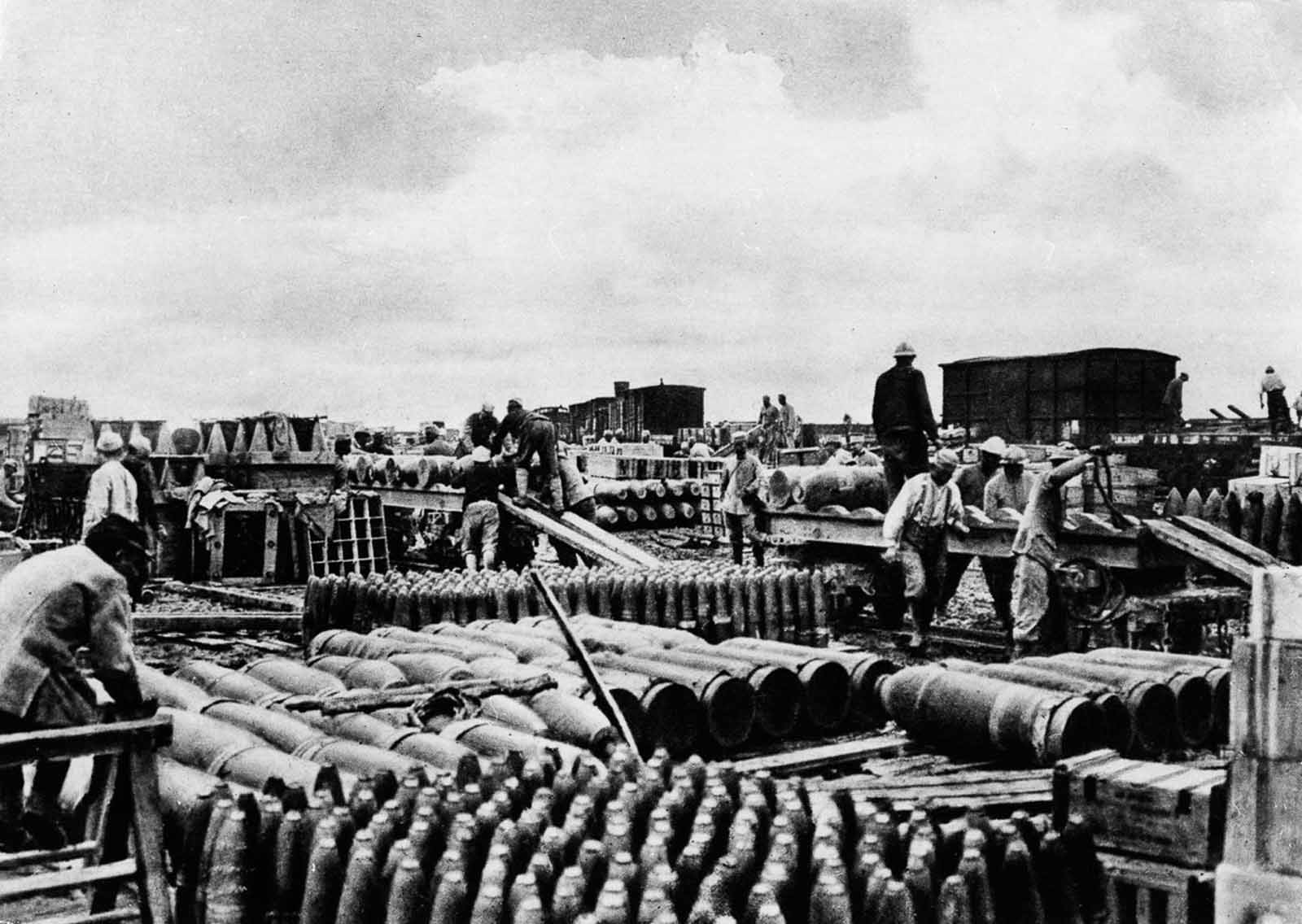An artillery depot behind German lines. 1916.