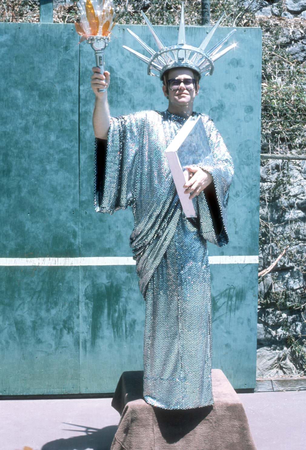 A Statue of Liberty costume for a portrait session in New York City, 1980.