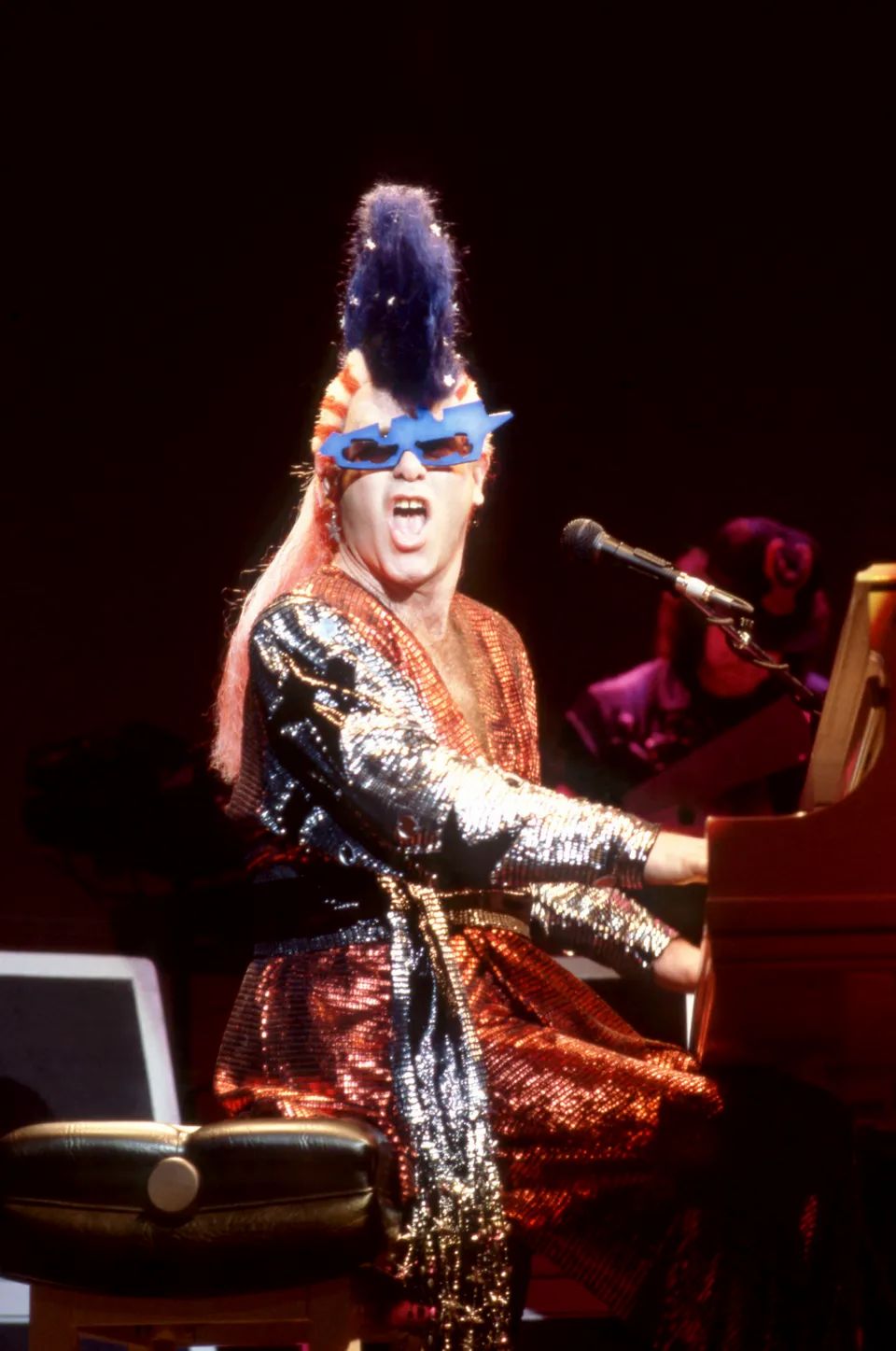 John onstage during the Ice on Fire Tour, in Bloomington, Minnesota, 1986