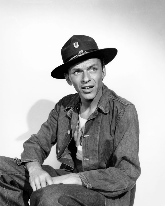 Frank Sinatra as Private Angelo Maggio in a publicity portrait for the film 'From Here to Eternity,' 1953.