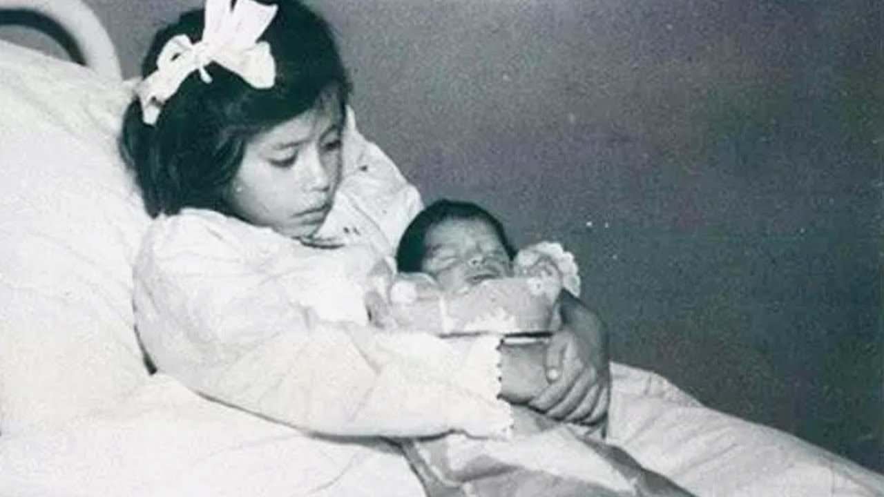 Lina Medina with her son Gerardo (left).