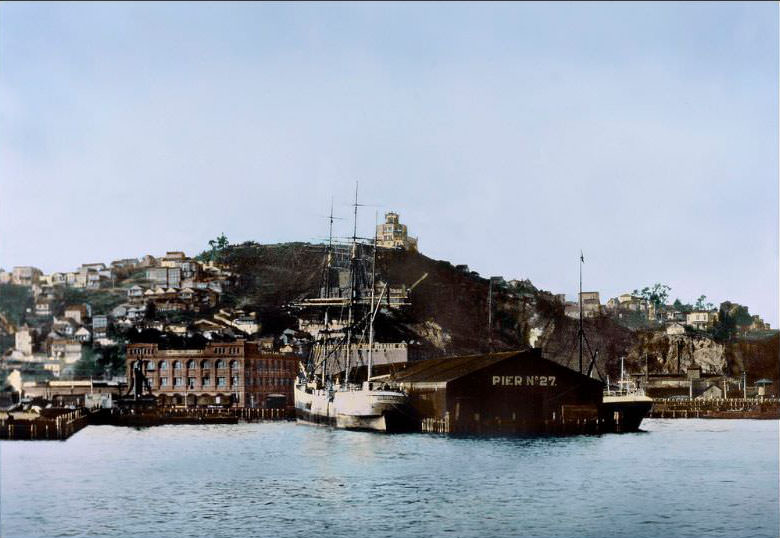 Pier 27, San Francisco waterfront, 1885